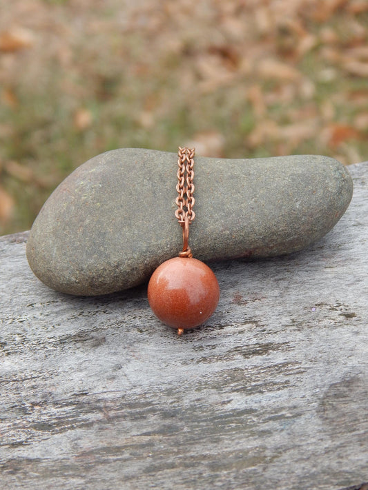 Simple goldstone wire wrapped pendant