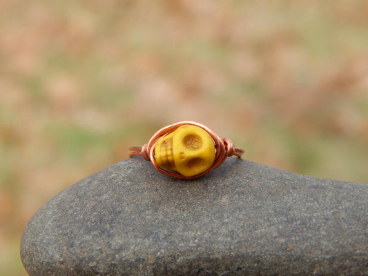 Skull size 5.5 copper wire wrap ring