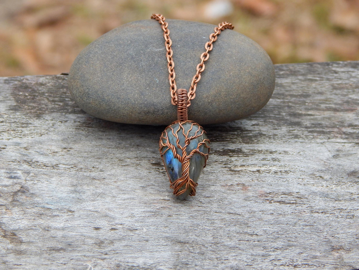 Labradorite tree of life pendant