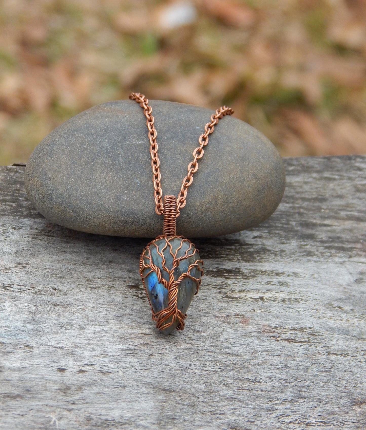 Labradorite tree of life pendant
