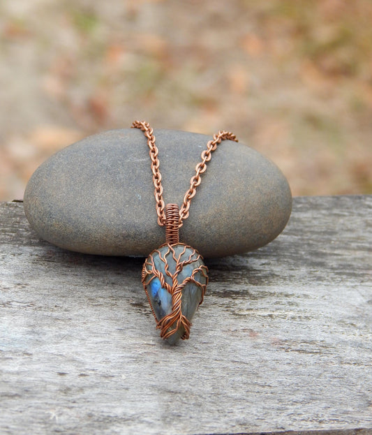 Labradorite tree of life pendant