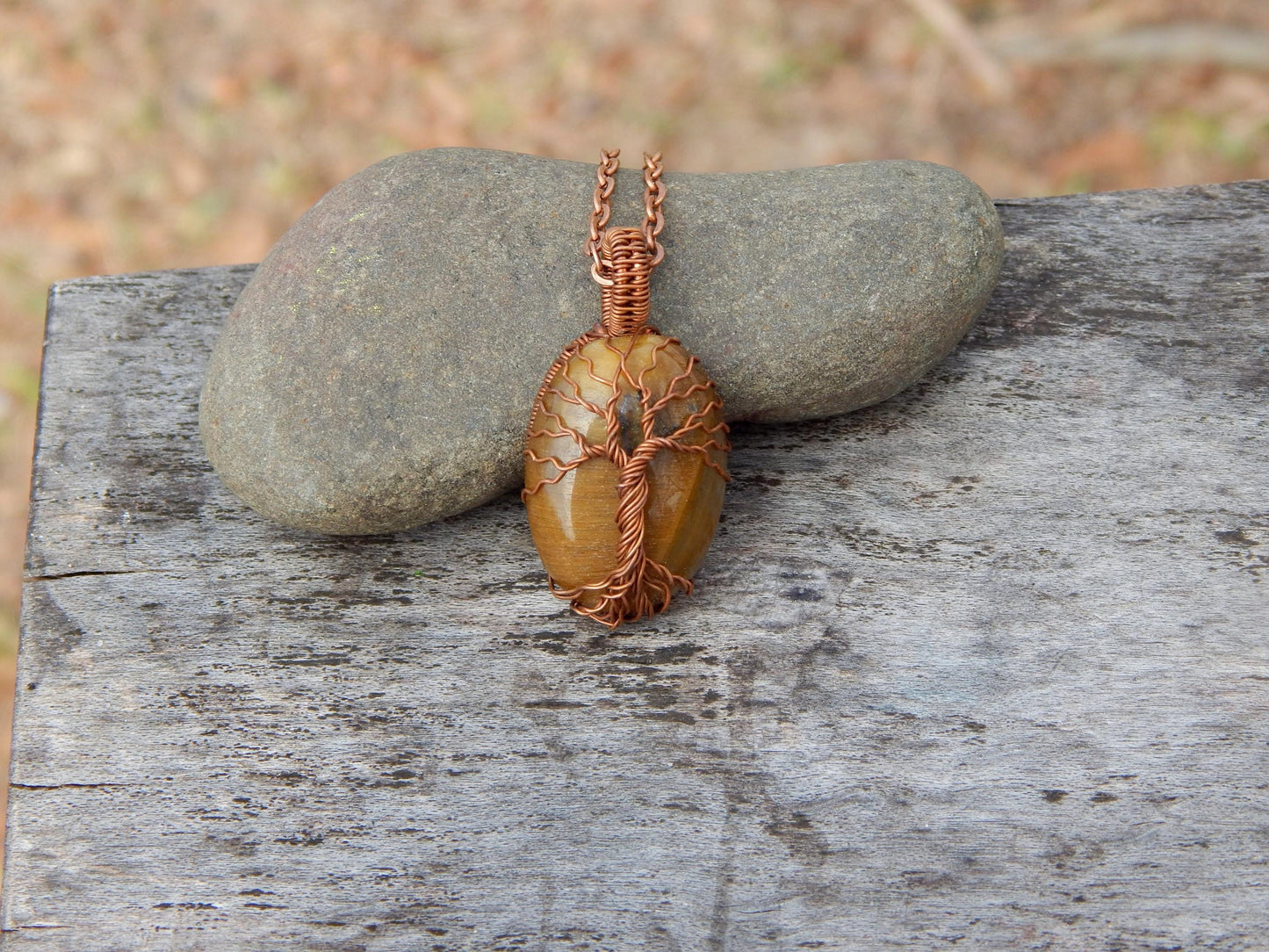 Tiger eye tree of life pendant