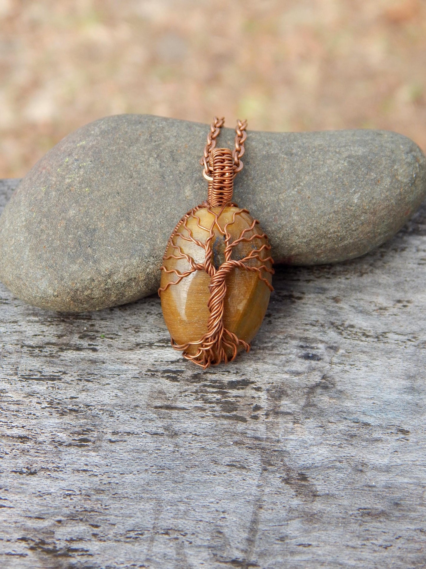 Tiger eye tree of life pendant
