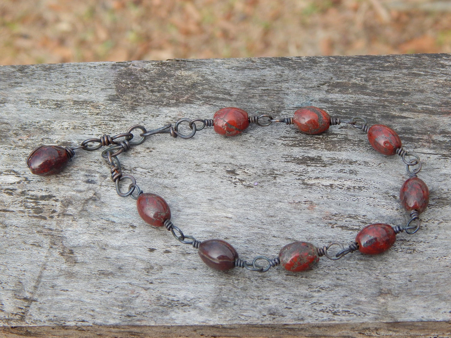 Brecciated jasper wire wrap bracelet
