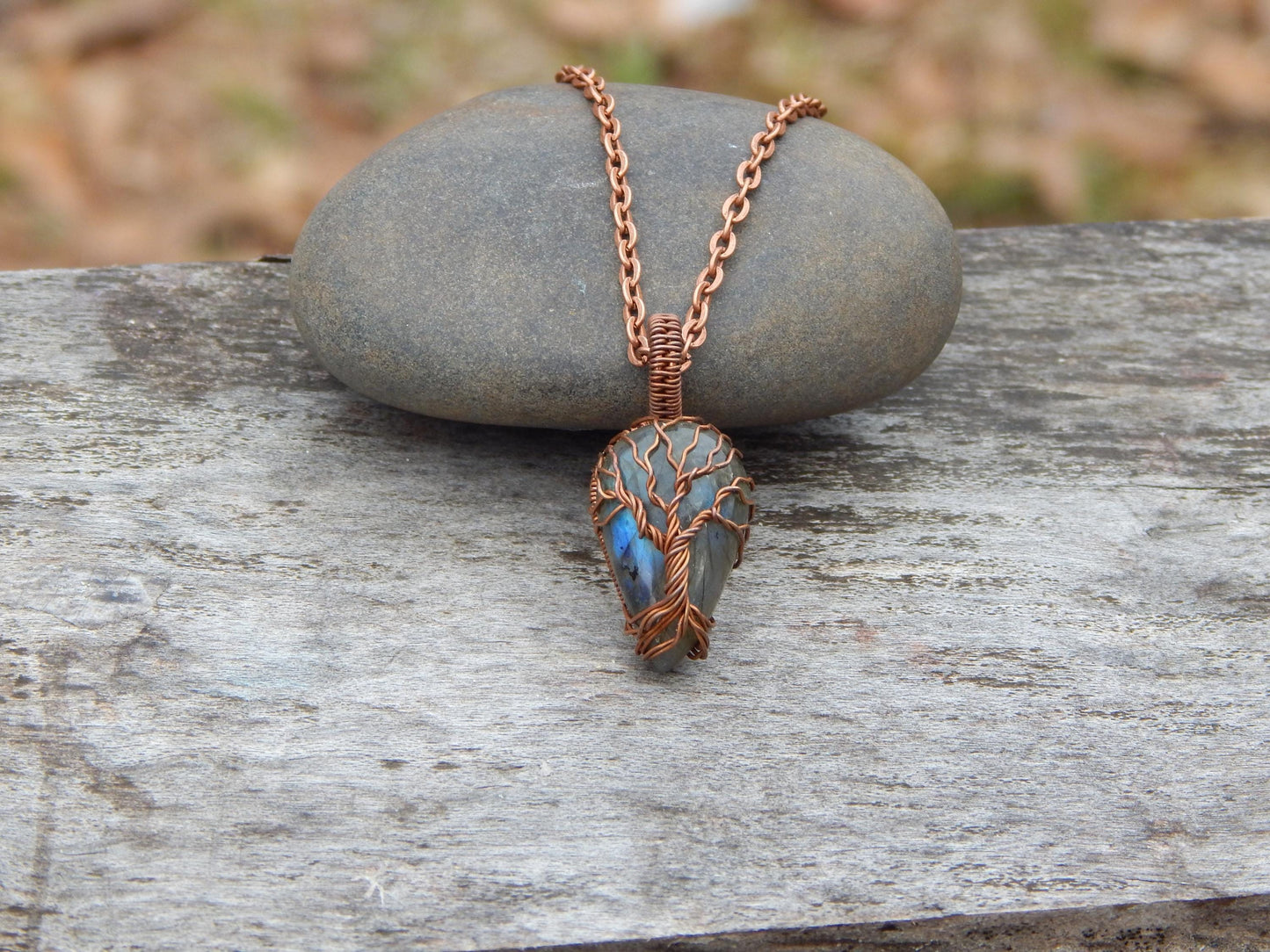 Labradorite tree of life pendant