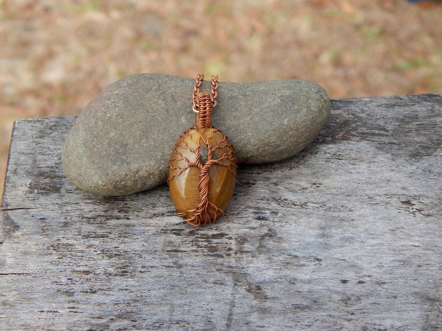 Tiger eye tree of life pendant