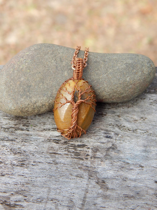 Tiger eye tree of life pendant