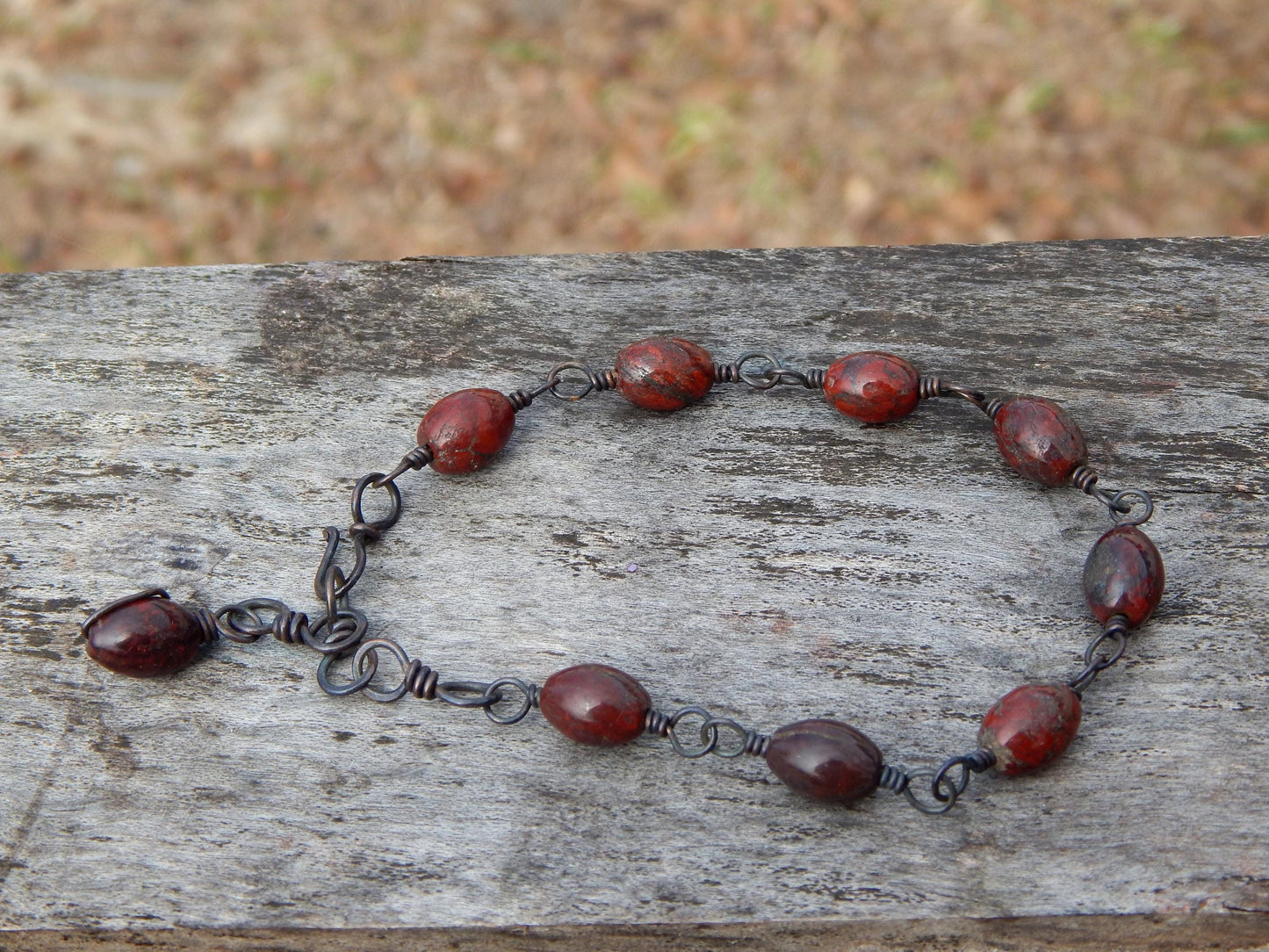 Brecciated jasper wire wrap bracelet