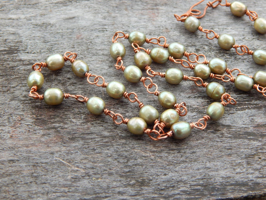 Freshwater pearl wire wrapped necklace