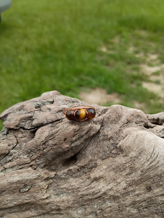 Tiger eye wire wrapped size 10.5 ring
