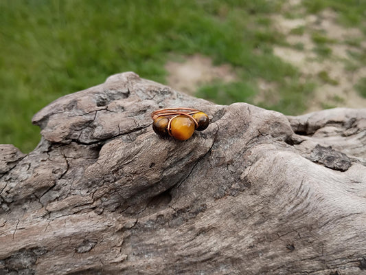Tiger eye size 8 wire wrapped ring