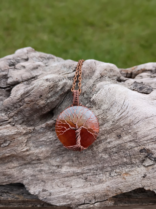Agate tree of life pendant