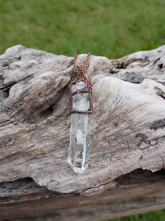 Raw crystal wire wrapped pendant
