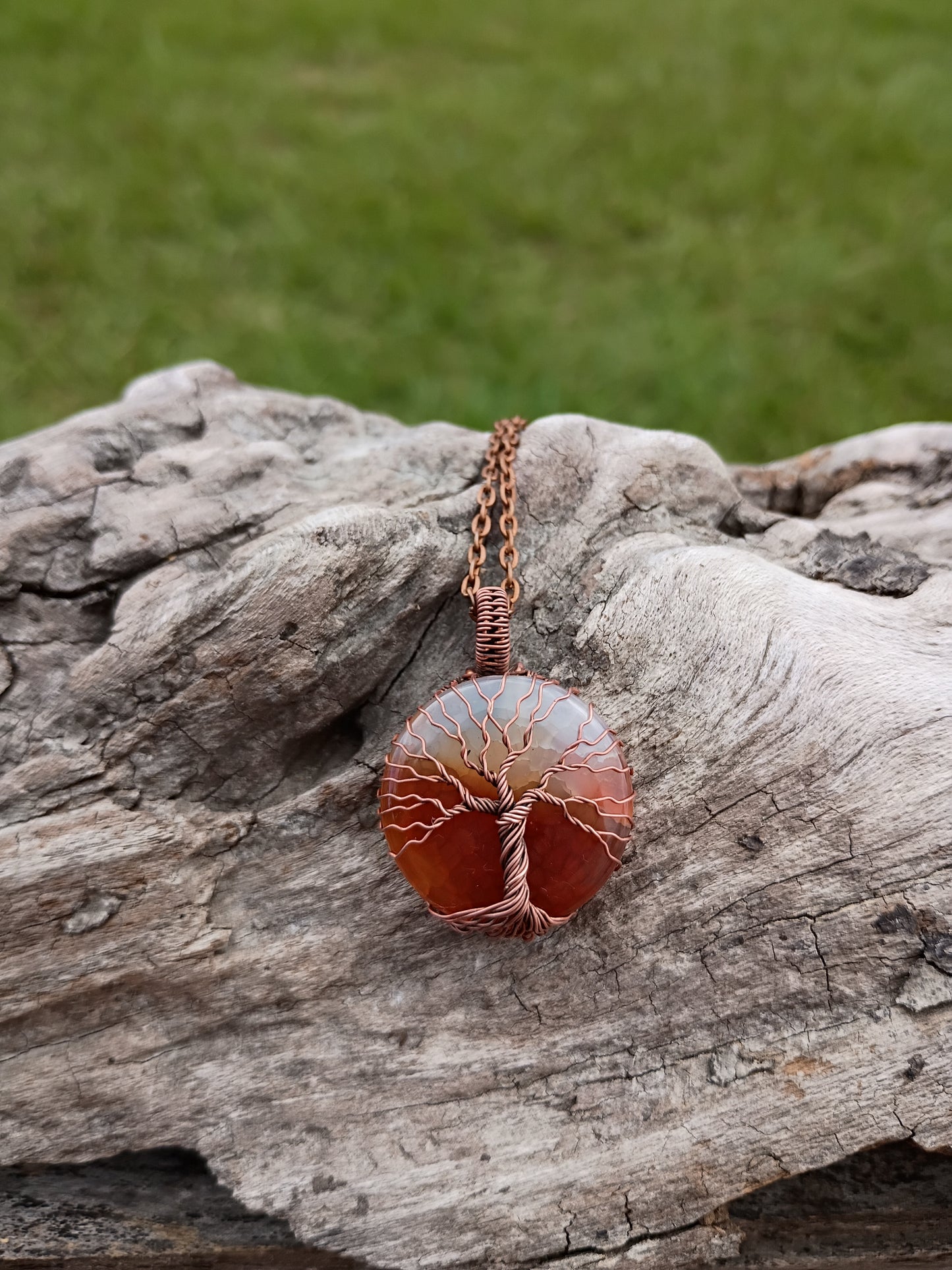 Agate tree of life pendant