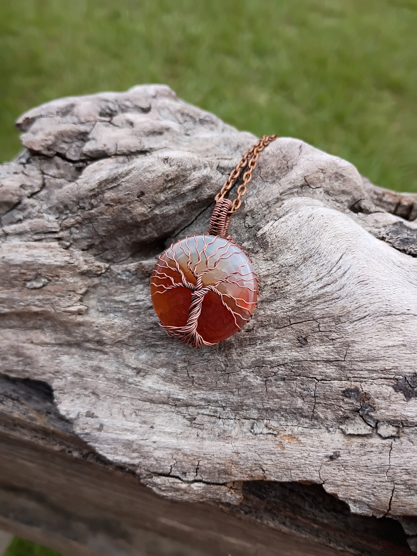 Agate tree of life pendant