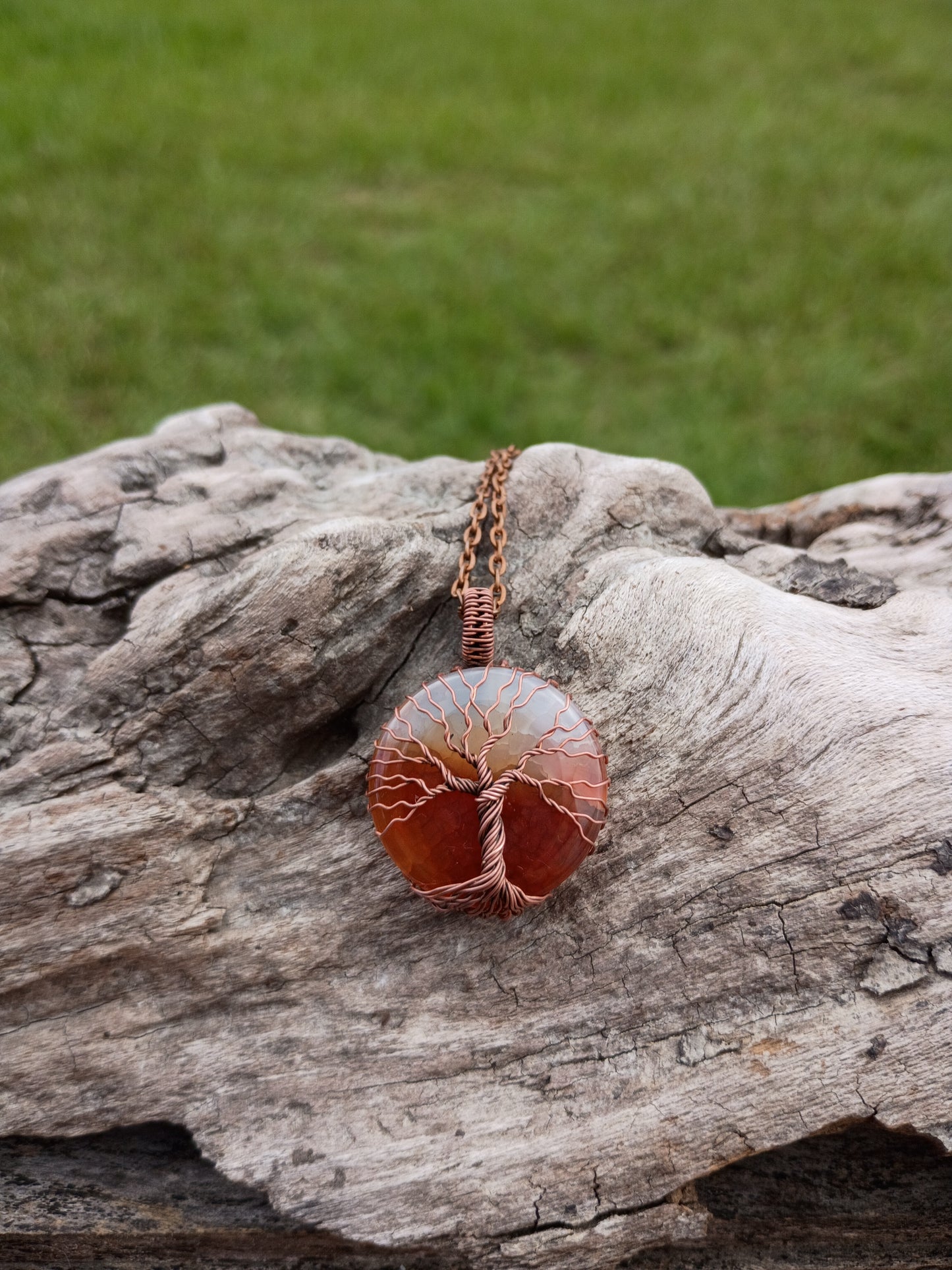 Agate tree of life pendant