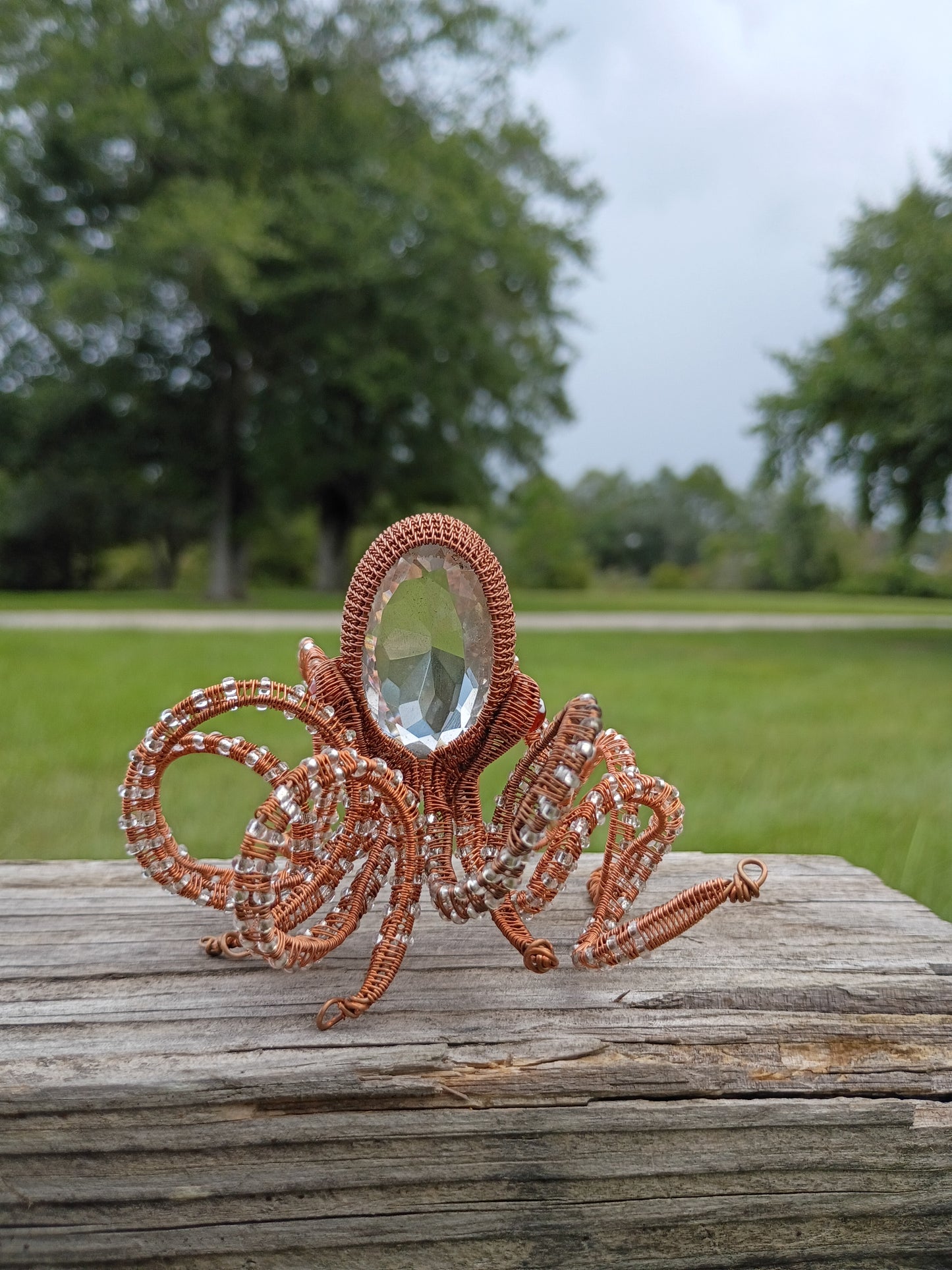 Handcrafted wire wrapped octopus sculpture