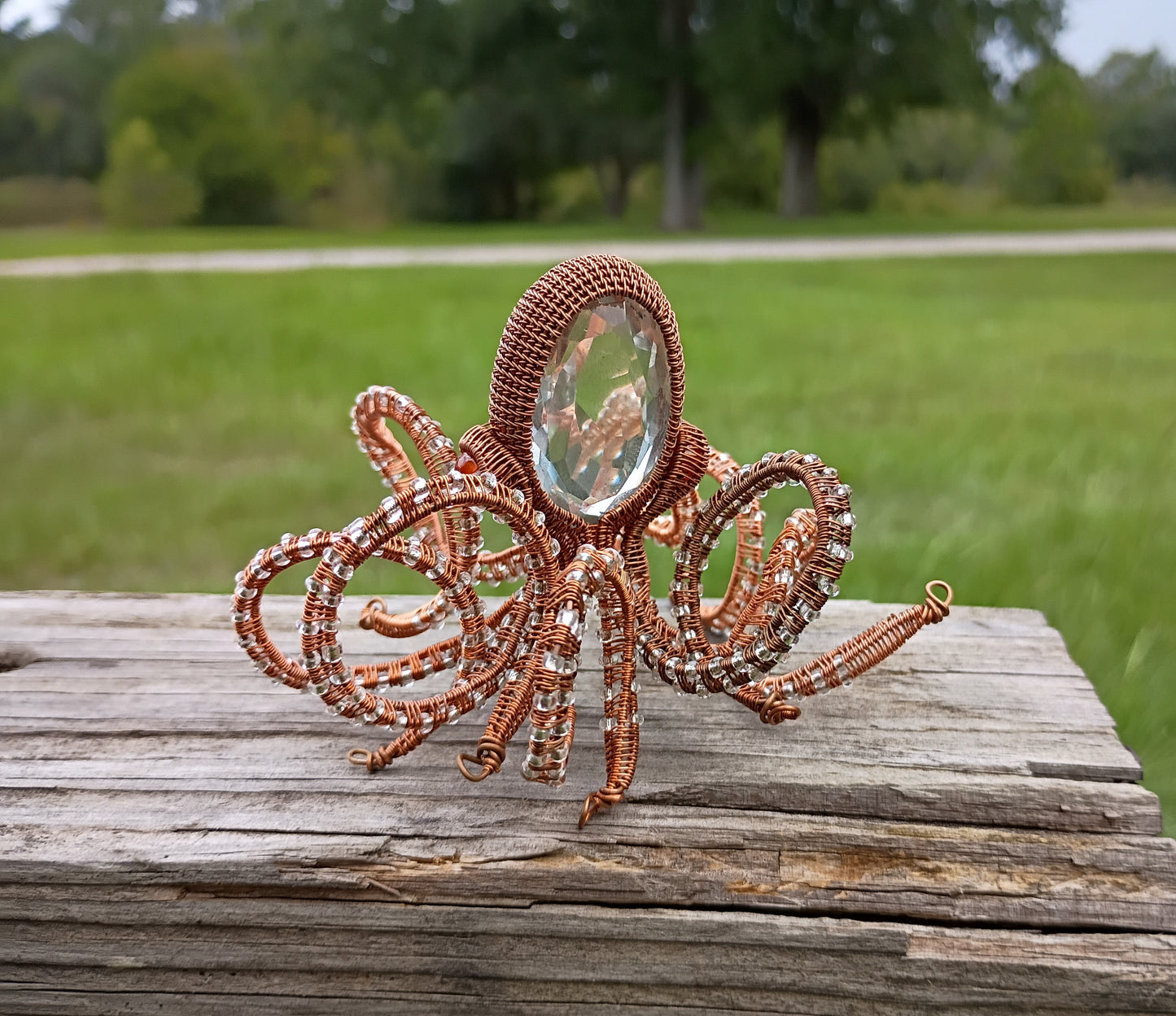 Handcrafted wire wrapped octopus sculpture