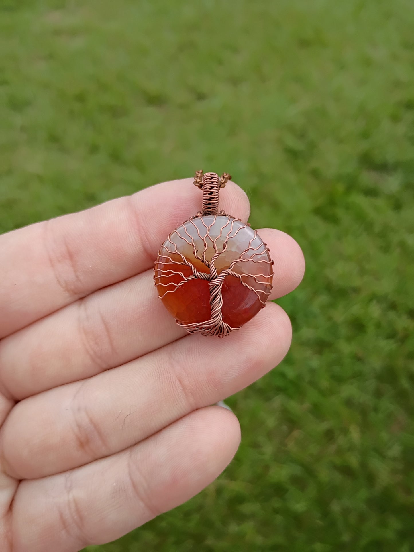 Agate tree of life pendant